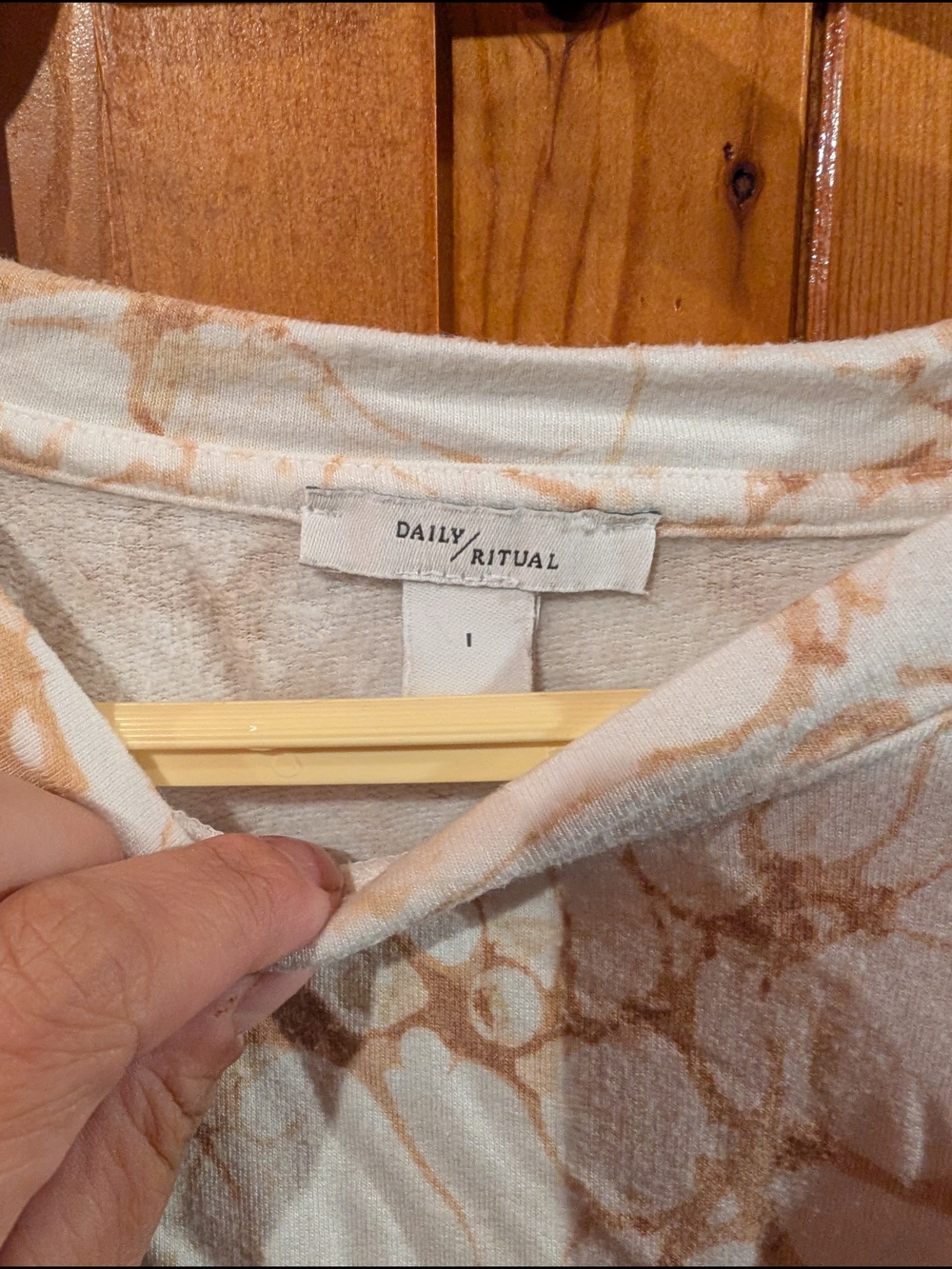 Daily Ritual Cream Marble-Print Puff Sleeve Top - Picture 3 of 3